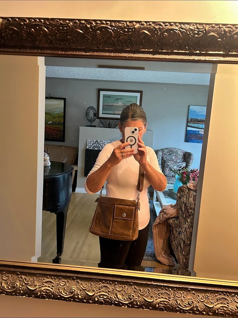 Roots Brown Leather Tribe Village Crossbody Bag Boho Made in Canada So Nice!!